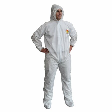 CORDOVA C-Max SMS Coverall with Hood & Boots - White, Large, 12PK SMS400L